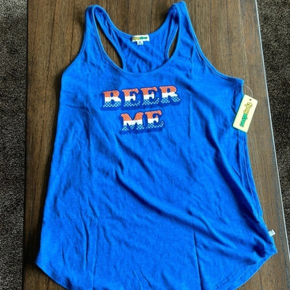 NWT Tipsy Elves Patriotic “Beer Me” Blue Tank Top - Picture 4 of 11